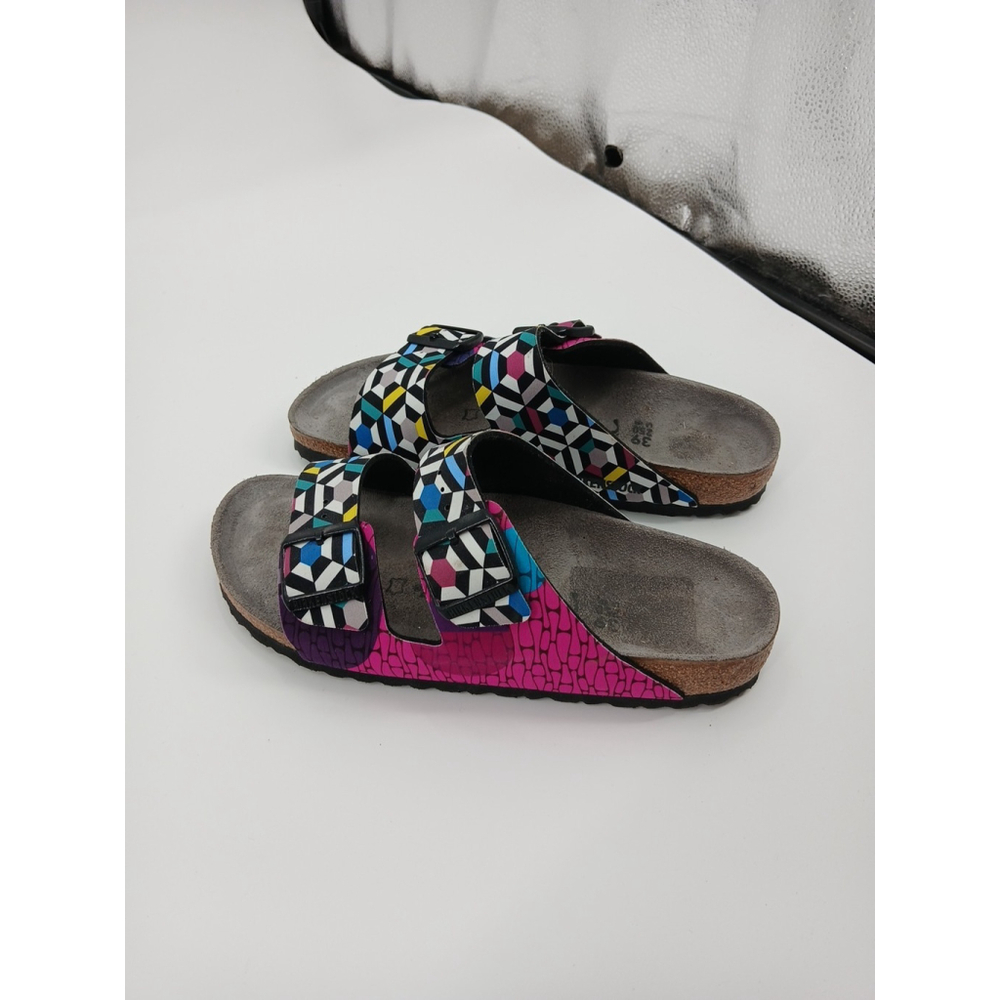 Birkenstock Arizona Sonar Geometric Sandals Limited Edition Sz 39 Womens 8 Vegan - Picture 7 of 9